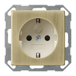 Розетка с заземлением, самозажимные клеммы Gira ClassiX Бронза (в сборе) 