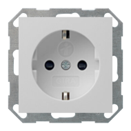 Розетка с заземлением, самозажимные клеммы Gira E2 Серый матовый (в сборе) 