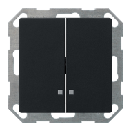 Выключатель двухклавишный с подсветкой Gira E2 Черный матовый (в сборе) 