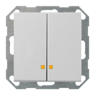 Выключатель двухклавишный с подсветкой Gira E2 Серый матовый (в сборе) 