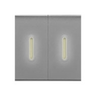 Выключатель двухклавишный с подсветкой Legrand Mosaic Алюминий (в сборе) 