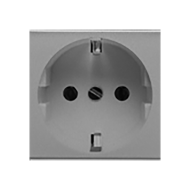 Розетка с заземлением и со шторками, винтовые клеммы Legrand Mosaic Алюминий (в сборе) 