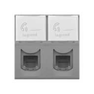 Розетка телефонная двойная 2xRJ11 Legrand Mosaic Алюминий (в сборе) 