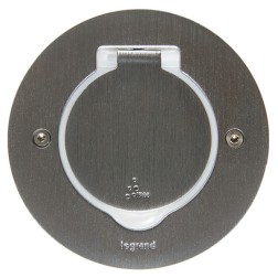 Лючок Legrand IP44 круглый 2 модуля нержавеющая сталь 