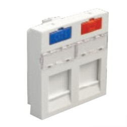 Накладка для двух розеток RJ-12 и RJ-45 Экопласт LK45, 45х45мм белая 