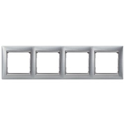 Рамка Legrand Valena 4 поста матовый алюминий/серебряный штрих 