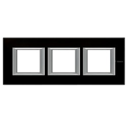 Рамка 3-ая горизонтальный монтаж Axolute Bticino Черное стекло 