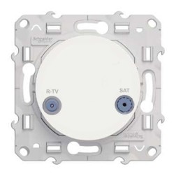Розетка R-TV/SAT проходная Odace белая 