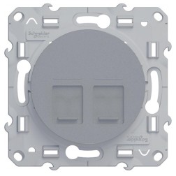 Розетка 2хRJ45 5e UTP Odace алюминий 