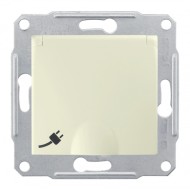Розетка 2Р+Е со шторками и крышкой IP44 винтовые клеммы Sedna, бежевый