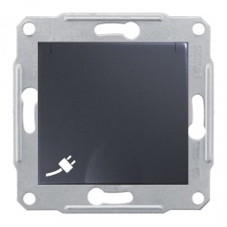 Розетка 2Р+Е со шторками и крышкой  IP44 винтовые клеммы Sedna, графит 