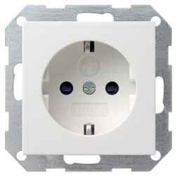Розетка с/з с защитными шторками Gira System 55+E22 Белый глянцевый 