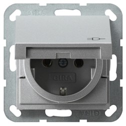 Розетка с/з с крышкой Gira System 55 Алюминий 