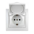 Розетка 2P+E Schuko с крышкой и шторками 16А 250В IP42 Intro Plano, белый 1-207-01 