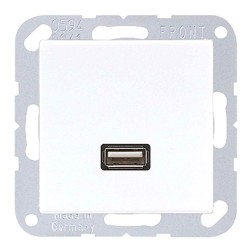 Розетка USB-удлинитель 1 местная Jung A+AS Белый механизм+накладка 