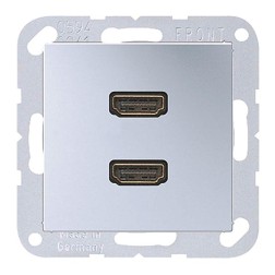 Розетка HDMI 2 местная Jung A Алюминий механихм+накладка 