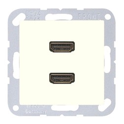 Розетка HDMI 2 местная Jung A+AS Слоновая кость механихм+накладка (бежевый) 
