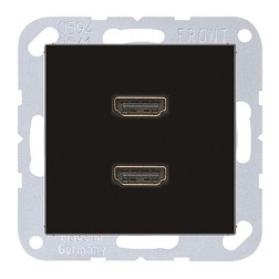 Розетка HDMI 2 местная Jung A Черный механихм+накладка 