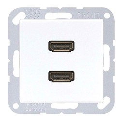 Розетка HDMI 2 местная Jung A+AS Белый механихм+накладка 