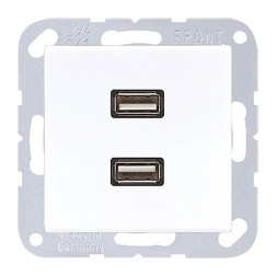 Розетка USB-удлинитель 2 местная Jung A+AS Белый механизм+накладка 