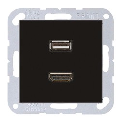 Розетка HDMI+USB Jung A Черный механизм+накладка 