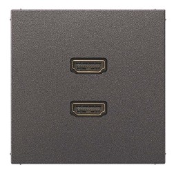 Розетка HDMI 2 местная Jung LS Антрацит механихм+накладка 