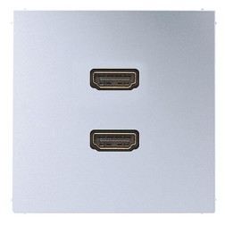 Розетка HDMI 2 местная Jung LS Алюминий механихм+накладка 