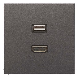 Розетка HDMI+USB Jung LS Антрацит механизм+накладка 