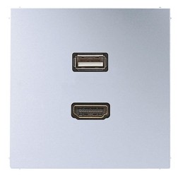 Розетка HDMI+USB Jung LS Алюминий механизм+накладка 