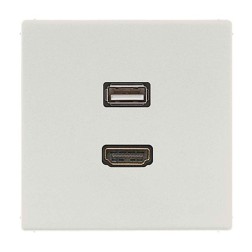Розетка HDMI+USB Jung LS Светло-серый механизм+накладка 
