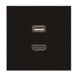 Розетка HDMI+USB Jung LS Черный механизм+накладка 