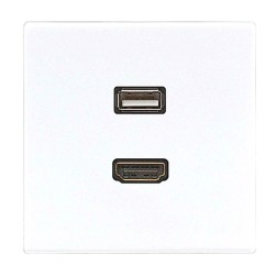 Розетка HDMI+USB Jung LS Белый механизм+накладка 