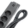 Удлинитель Schneider Electric 5 розеток 2К+З, кабель 3м, 2 USB, черный 