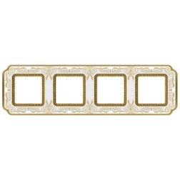 Рамка 4-ная Fede Firenze Smalto Italiano, pearl white 