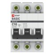 Автоматический выключатель 3P 10А (C) 4,5кА ВА 47-29 EKF Basic (автомат) 
