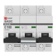 Автоматический выключатель 3P 100А (C) 10kA ВА 47-100 EKF Basic (автомат) 