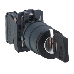 Переключатель Schneider Electric XB5AG21 на 2 положения с возвратом, с ключом 22мм 