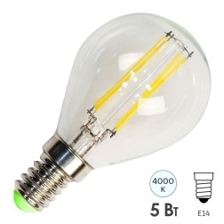 Лампа филаментная светодиодная шарик Feron LB-61 5W 4000K 230V 550lm E14 filament белый свет 