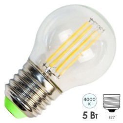 Лампа филаментная светодиодная шарик Feron LB-61 5W 4000K 230V 550lm E27 filament белый свет 