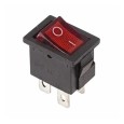 Выключатель клавишный 250V 6А (4с) ON-OFF красный  с подсветкой  Mini 1шт. в пакете REXANT 