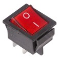 Выключатель клавишный 250V 16А (4с) ON-OFF красный  с подсветкой 1шт. в пакете REXANT 