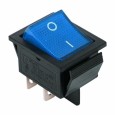 Выключатель клавишный 250V 16А (4с) ON-OFF синий  с подсветкой 1шт. в пакете REXANT 