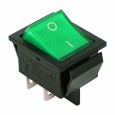 Выключатель клавишный 250V 16А (4с) ON-OFF зеленый  с подсветкой 1шт. в пакете REXANT 