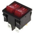 Выключатель клавишный 250V 6А (6с) ON-OFF красный с подсветкой ДВОЙНОЙ  Mini  REXANT 