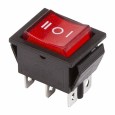 Выключатель клавишный 250V 15А (6с) ON-OFF-ON красный  с подсветкой и нейтралью 1шт. в пакете REXANT 