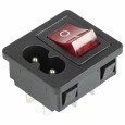 Выключатель клавишный 250 V 6 А (4с) ON-OFF красный с подсветкой и штекером C8 2PIN  REXANT 