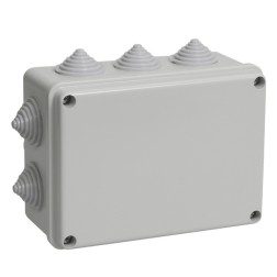 Коробка КМ41241 распаячная для открытой проводки 150х110х70 мм IP44 (10 гермовводов) ИЭК 