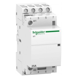 Модульный контактор iCT Acti 9 Schneider Electric 25A 4 полюса 4НО  220В/240В АС 50ГЦ 2 модуль 