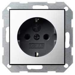 Розетка с/з с защитными шторками Gira System 55 Хром/Черный 