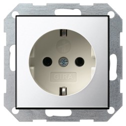 Розетка с/з с защитными шторками Gira System 55 Хром/Кремовый 